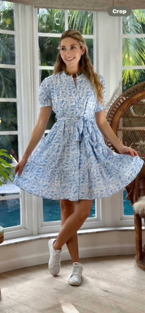 NEW JUST DARVINY ibiza short sleeve mini dress in love french blue